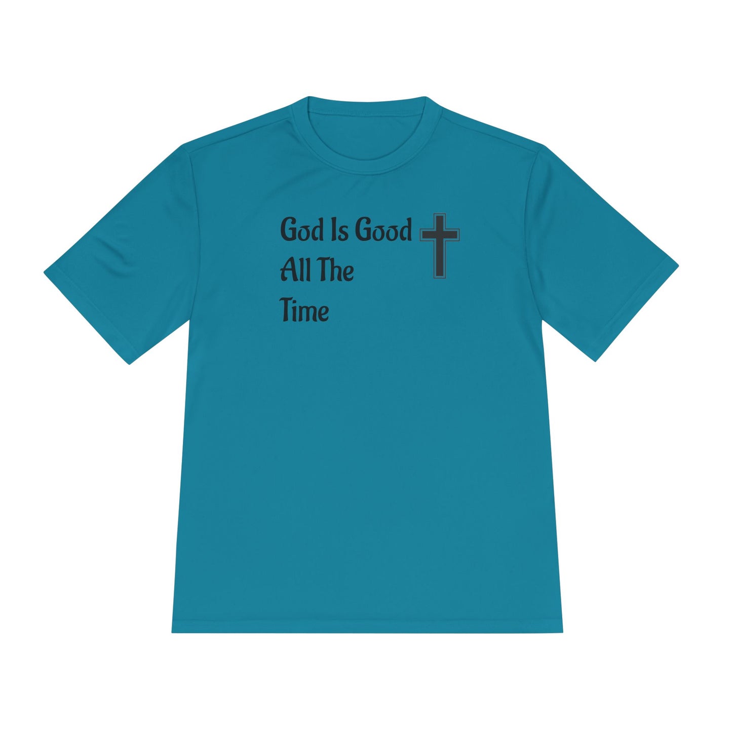 Faith-Inspired Moisture Wicking Tee, Christian Workout Shirt, Inspirational Fitness Top, Bible Verse Athletic Wear, God is Good Tee