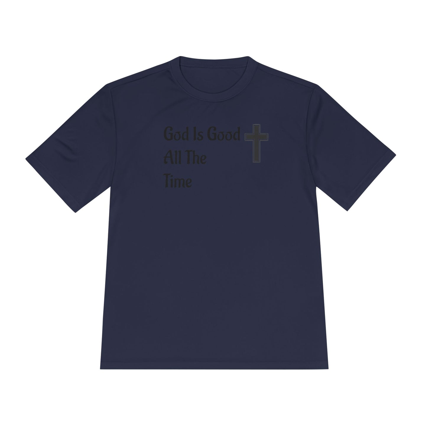 Faith-Inspired Moisture Wicking Tee, Christian Workout Shirt, Inspirational Fitness Top, Bible Verse Athletic Wear, God is Good Tee
