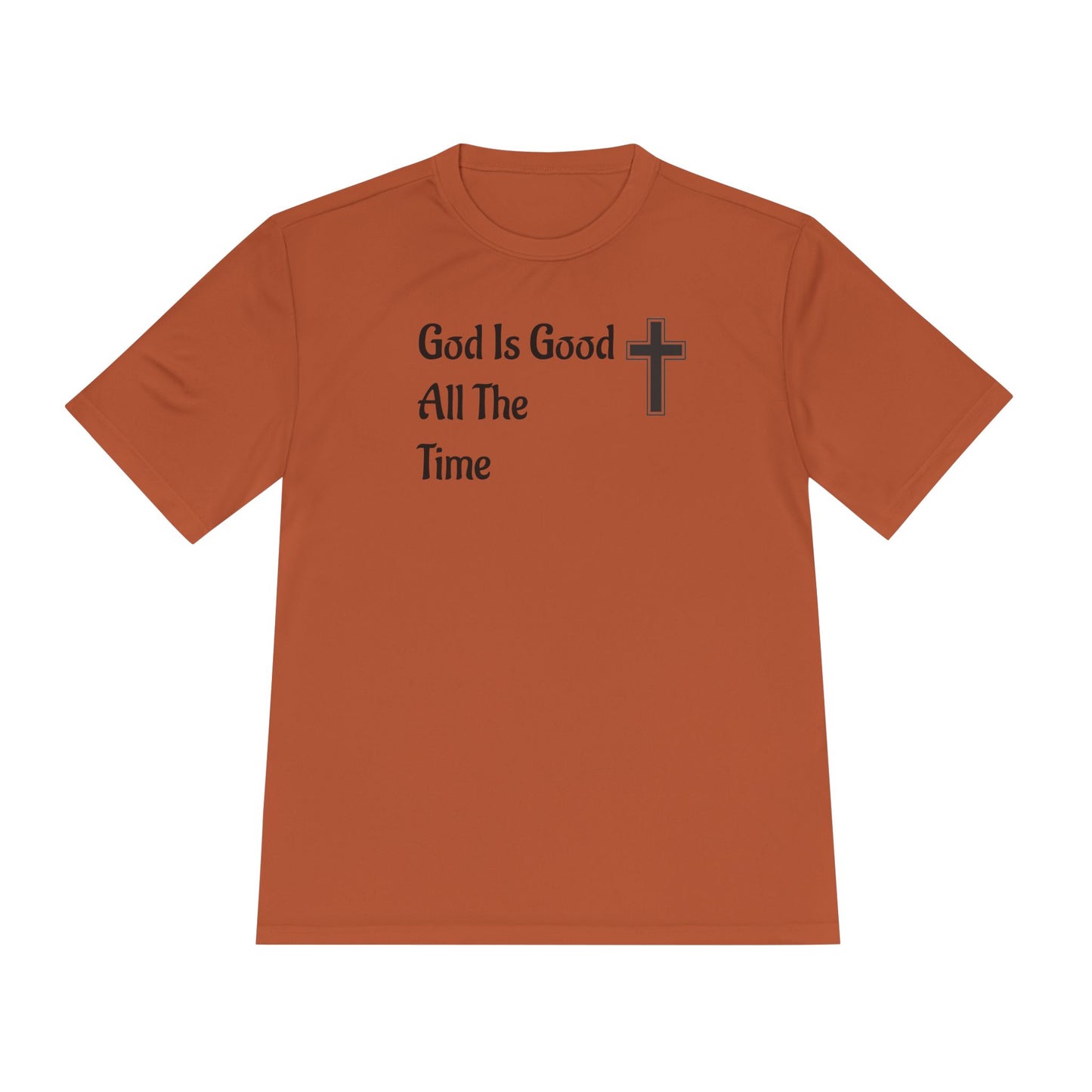 Faith-Inspired Moisture Wicking Tee, Christian Workout Shirt, Inspirational Fitness Top, Bible Verse Athletic Wear, God is Good Tee