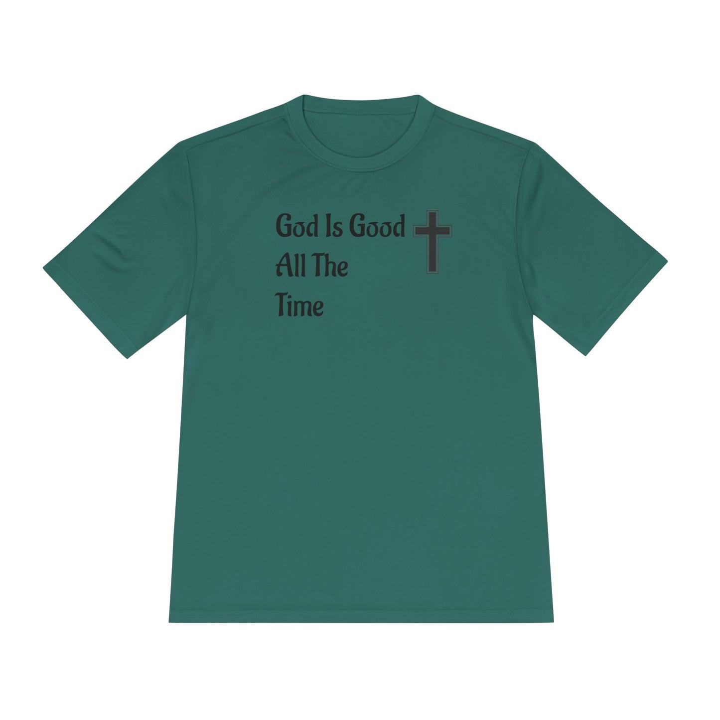 Faith-Inspired Moisture Wicking Tee, Christian Workout Shirt, Inspirational Fitness Top, Bible Verse Athletic Wear, God is Good Tee