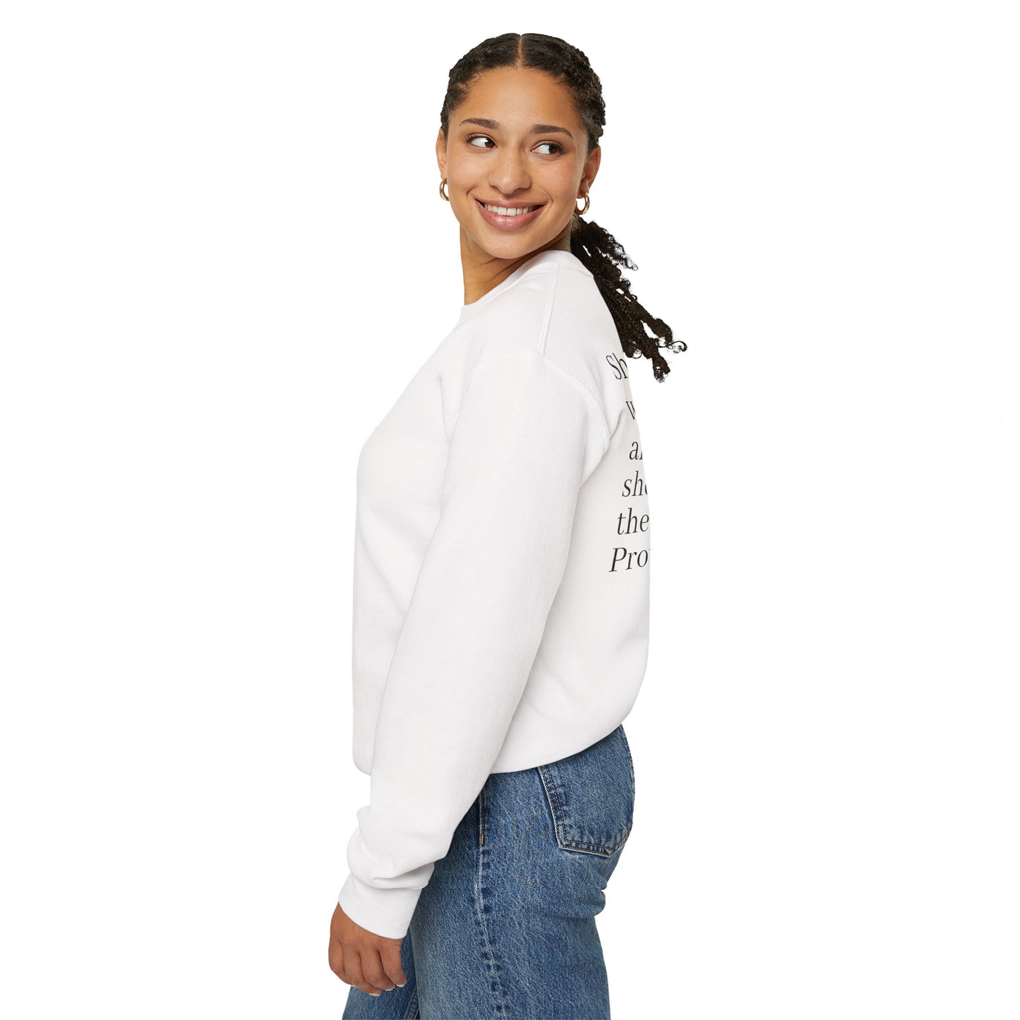 Faith-Inspired Crewneck Sweatshirt | Comfortable & Stylish Christian Apparel, Perfect for Everyday Wear, Inspirational Gifts, Proverbs 31:25