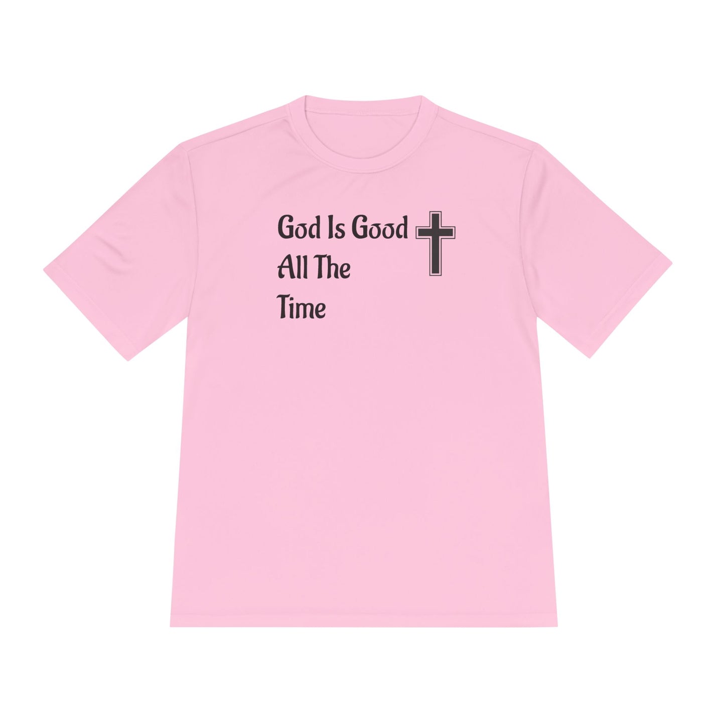Faith-Inspired Moisture Wicking Tee, Christian Workout Shirt, Inspirational Fitness Top, Bible Verse Athletic Wear, God is Good Tee