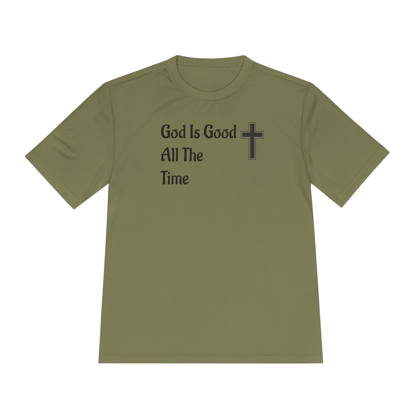 Faith-Inspired Moisture Wicking Tee, Christian Workout Shirt, Inspirational Fitness Top, Bible Verse Athletic Wear, God is Good Tee