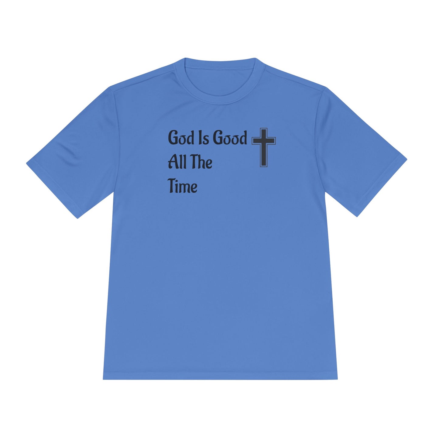 Faith-Inspired Moisture Wicking Tee, Christian Workout Shirt, Inspirational Fitness Top, Bible Verse Athletic Wear, God is Good Tee